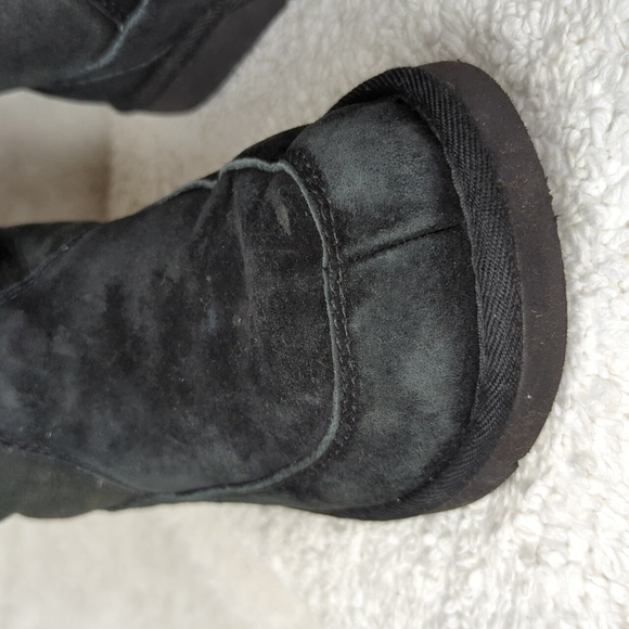 Ugg Shearling Classic Boot Tassels Womens 6 Black Suede Shoes glitter 8 - Picture 3 of 16